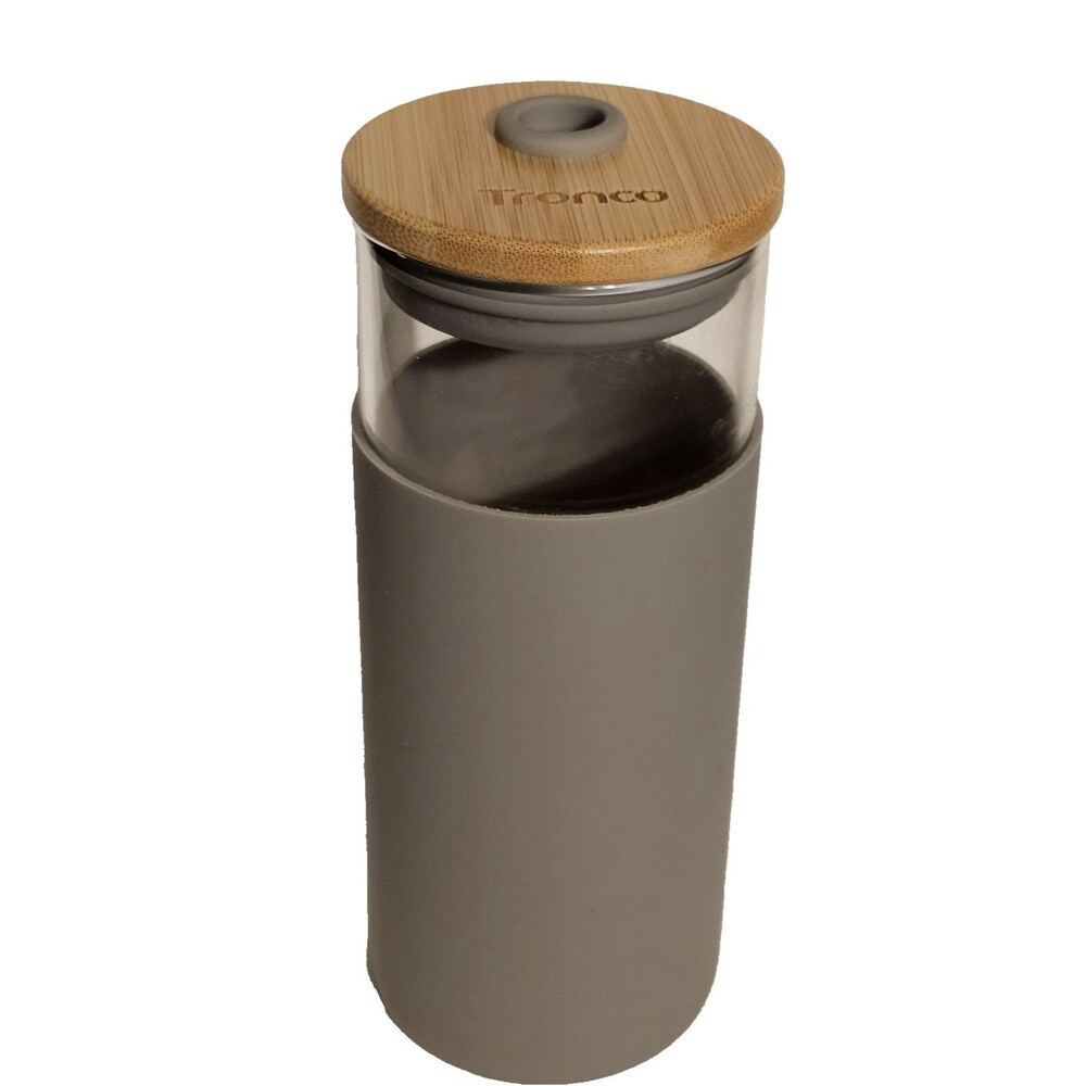 Tronco Glass Tumbler 20 oz Insulated With Silicone Sleeve Bamboo Lid No Straw
